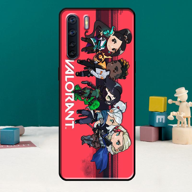 Cute Cartoon Chibi Valorant Phone Case For Oppo A78 A96 A58 A18 A38 A98 A17 A77 A80 A40 A60 A16 A76 A74 A94 A54 A15 A57S