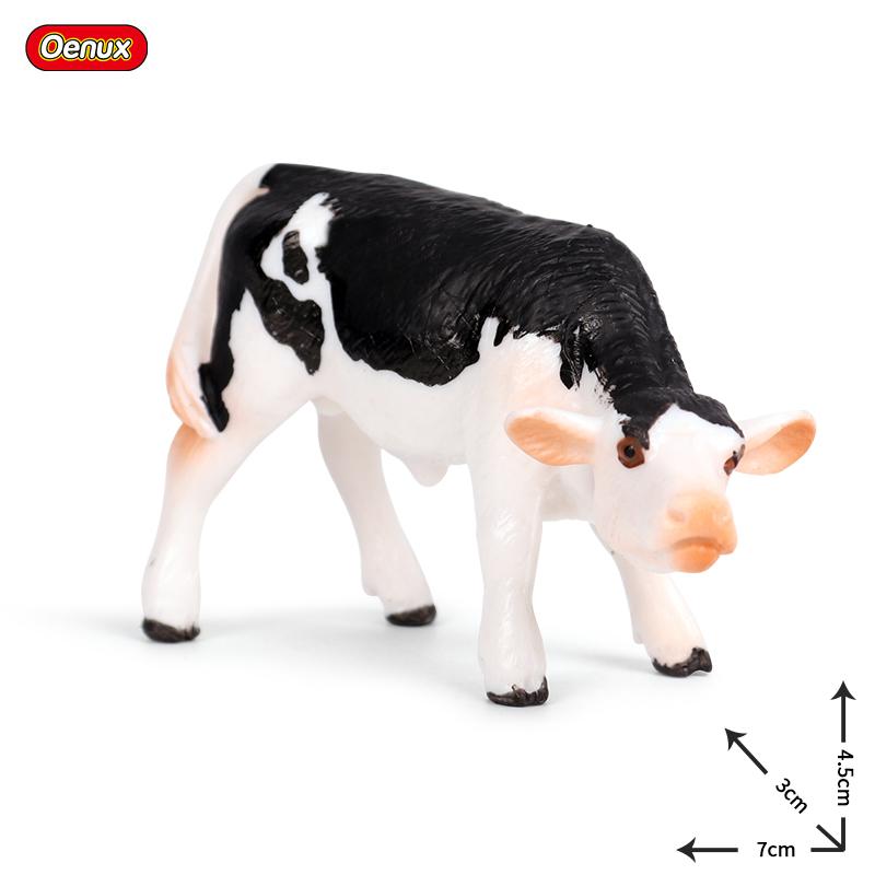 Oenux Simulation Cute Farm Animals Milk Cow Cattle Calf Angus Bull OX Buffalo Model Action Figures Educational Cute Toy Kid Gift