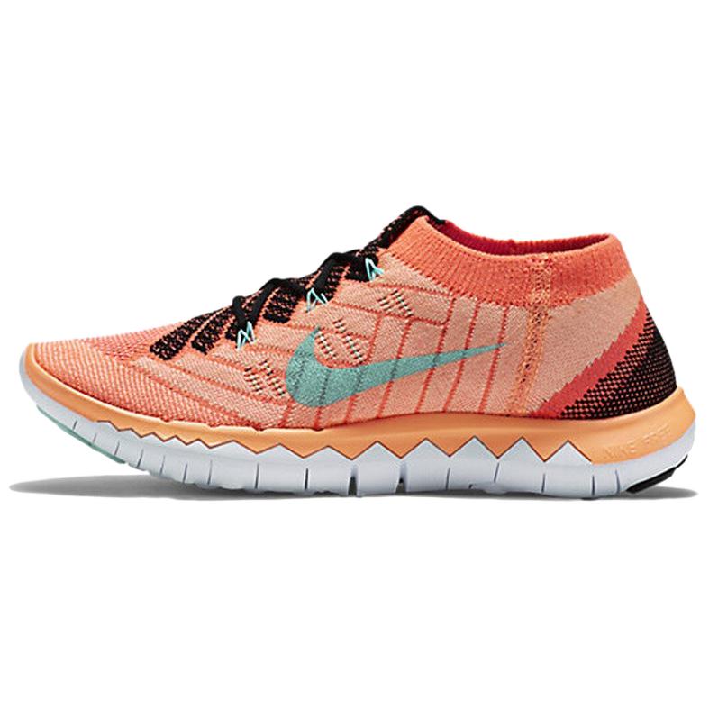 New Nike Free 3.0 Flyknit Cushioned Slip Resistant Low Top Casual Running Shoes Women's Orange Blue 718420-008