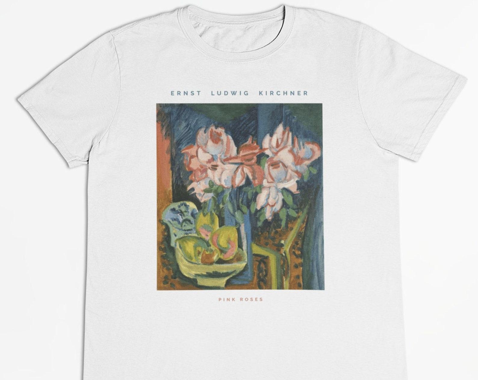 Ernst Ludwig Kirchner Pink Roses T shirt / Expressionism, Modern art / Erich Heckel / %100 Cotton 2XL