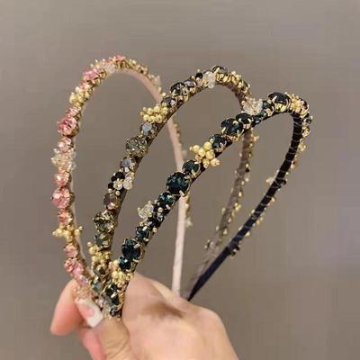 Elegant Retro Rhinestone Gold Bead Headband: Light Luxury Hair Accessory