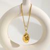 Vintage Glossy Hammered Irregular Pendant Necklace for Women, Gold Plated Stainless Steel Necklace, Fashion Party Jewelry Gift