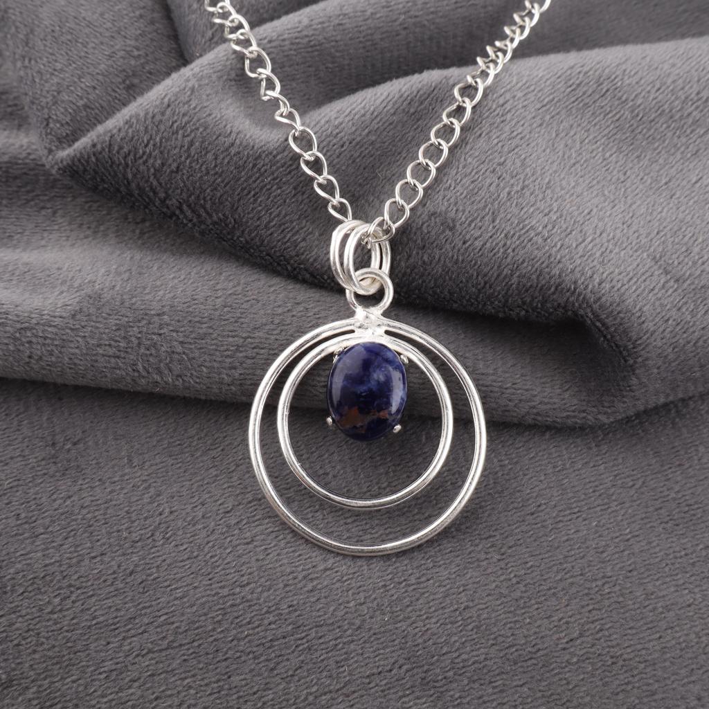 Sodalite Pendant Jewelry, 925 Solid Sterling Silver Jewelry, Handmade Beautiful Pendant For Wedding Gift
