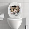 3D Cute Cat Toilet Stickers Removable Waterproof Vinyl Decals Kitten Bathroom Decor for Toilet Lid/Rim Home Bathroom Accessories