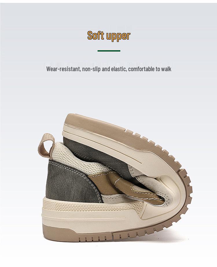 Spring/Autumn 2024 Men's Retro Business Casual Non-Slip Soft Sole Breathable Patchwork Board Shoes
