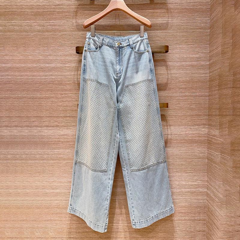 

2026 Spring Striped Polo Collar Knitwear with Appliqué Denim Pants Set YS427 Small