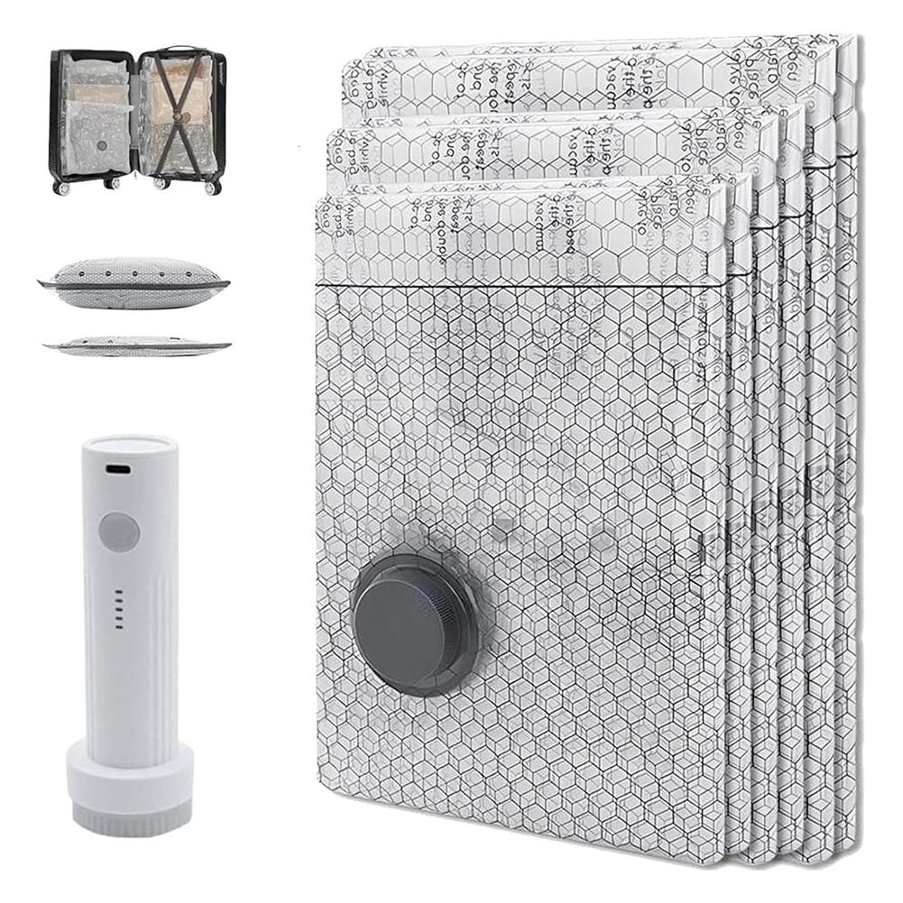 2/3/4/5 наборов Беспроводные дорожные вакуумные пакеты Беспроводные дорожные вакуумные пакеты и перезаряжаемый воздушный насос Экономия места тканевые Аксессуары для хранения 2S 2M 2L