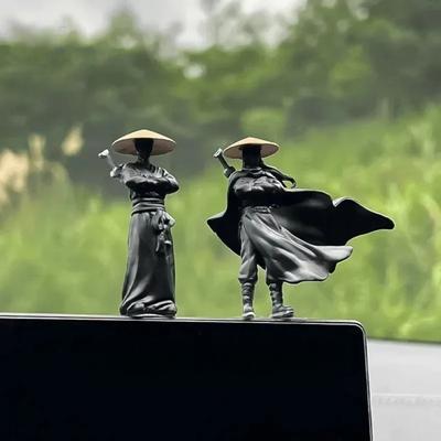 Čínská inkoustová malba Lonely Shadow Šermíř Starožitný styl Auto Okno Středová konzola Ornament Dekorace interiéru Příslušenství