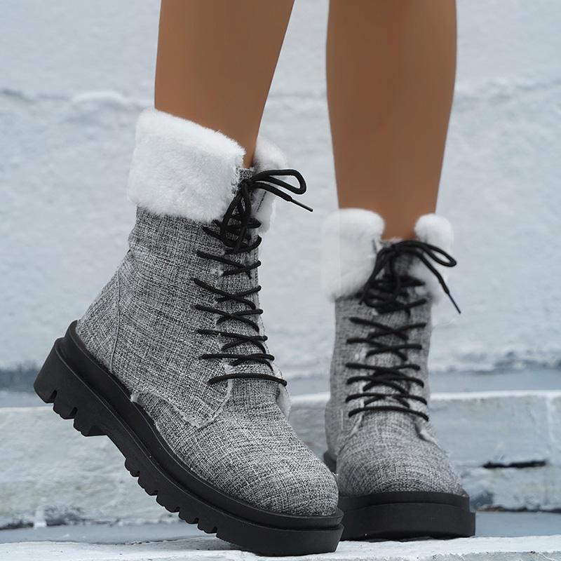 модные ботинки из искусственной кожи с декором из искусственного меха для женщин 2024 — фото 5