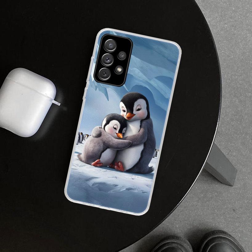 Penguins Love At The North Pole Phone Case Cover for Samsung Galaxy A12 A22 A32 A52 A72 A02S A51 A50S A31 A20S A10S Note 20 Ultr