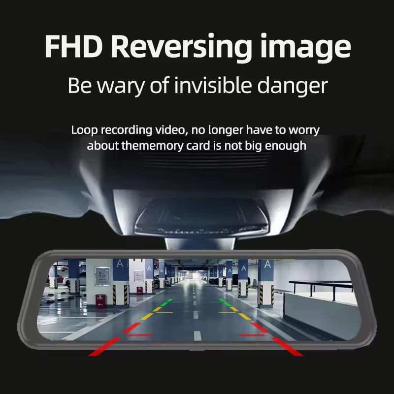 Full HD 1080P Streaming Dash Cam Full Screen Touch 10 Inch Dual Lens 170 Angle Night Vision Wifi App Control Vehicle DVR