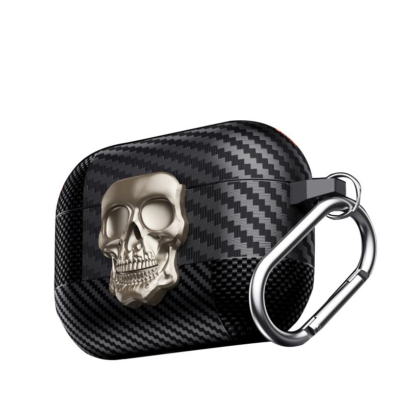 Suit Thug Skull Series Magnetic Headphone Case for Airpods Pro 3 2 1 & Airpods 4 with Hook - Durable Protective Cover