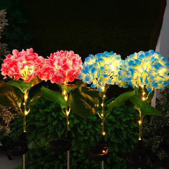 Fairy Hydrangea Lights, Solar Garden Stake Lights, Waterproof LED Flower Light, Colorful Outdoor Hydrangea Lamp for for Patio Lawn Pathway Decor