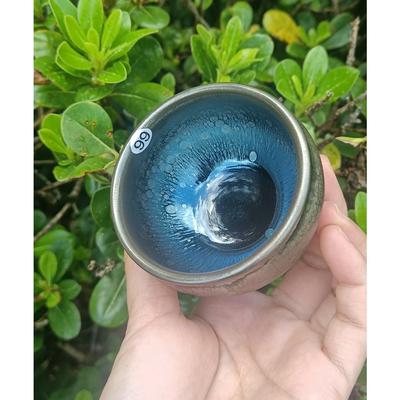 Jian Zhan Tenmokus Tea Cups 60ml Blue Oil Drop Natural Pattern Fired In Kiln Chinese Song Dynasty Crafts