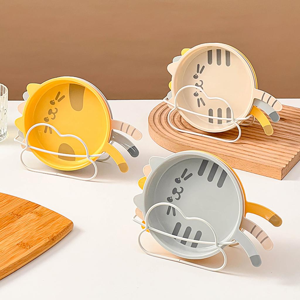 3/6Pcs Cute Plastic Food Plate With Handle Reusable Snack Cake Dessert Plate Spit Bone Dish Microwave Safe Kitchen Tableware