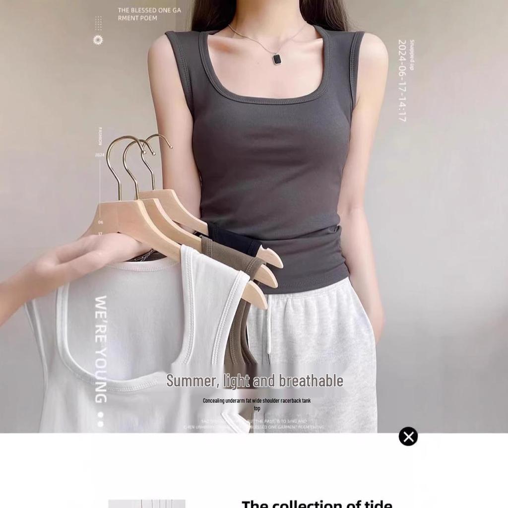 Women's Cotton Y-Back Tank Top - Versatile, Slimming, Casual Wear Camisole for Spring and Summer