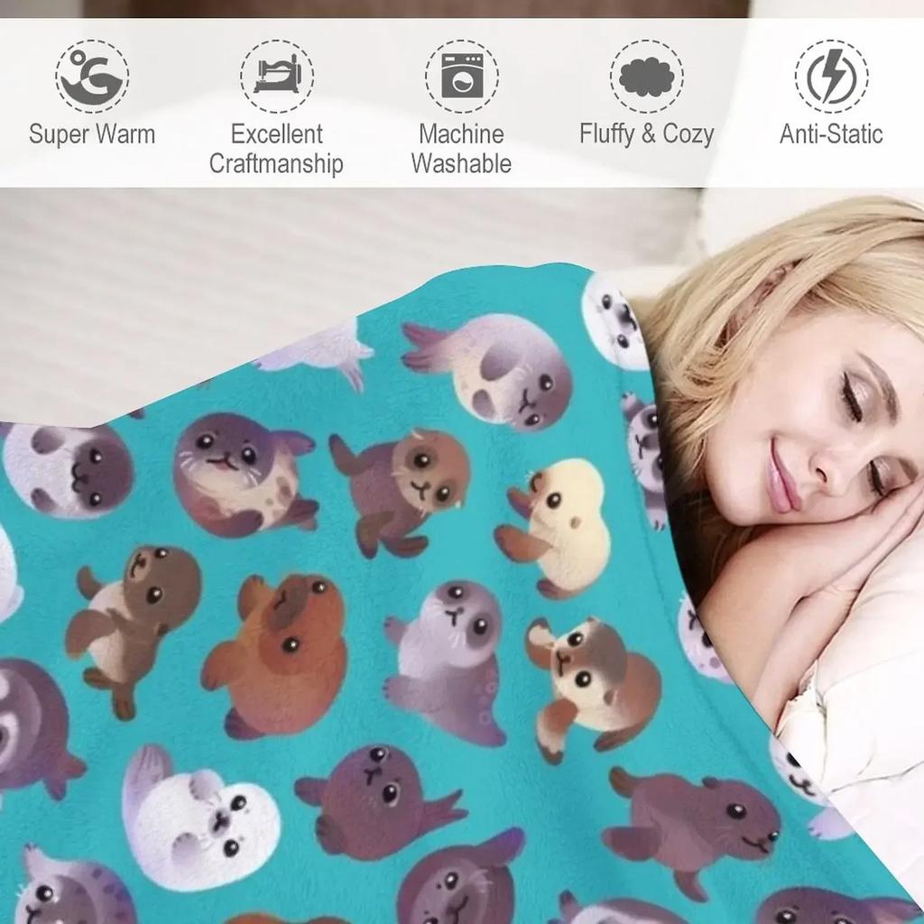 Seal Pup Throw Blanket Sofa Quilt Blankets For Baby Summer Beddings For Sofa Flannel Manga Blankets