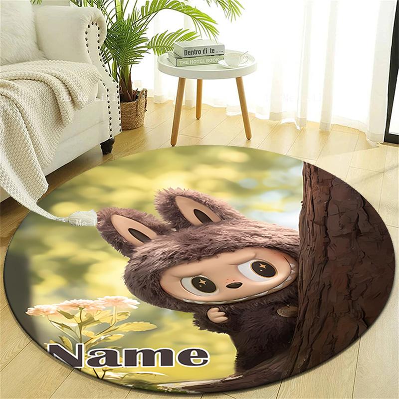 Personalized L-Labubu Round Chair Office Rug - Perfect for Mat, Office Chair & More - Ideal Gift for Birthdays and Holidays