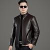Leather men's jacket sheepskin business lapel middle-aged dad's autumn and winter new casual leather jacket