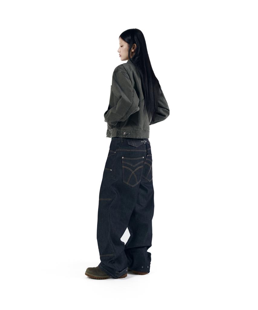 AAKAM Steve Cinch Back Denim Pants (Blue)
