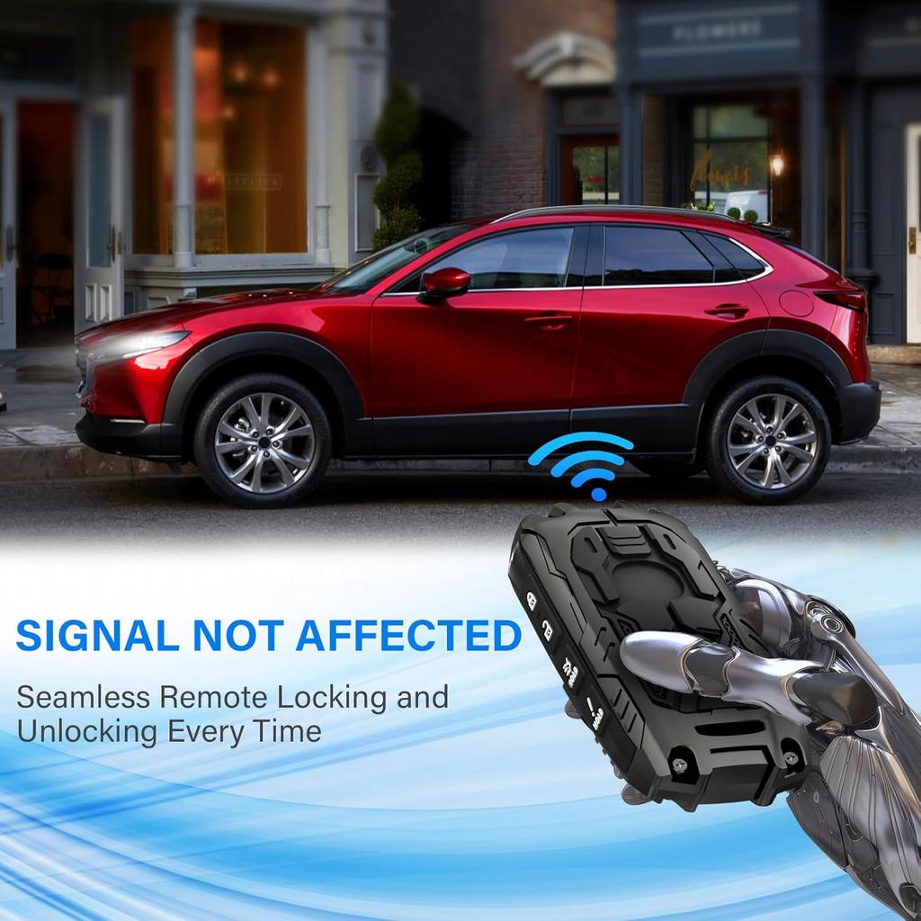 Mech Style Heavy Metal Key Fob Cover For -2024 2025 Mazda CX-5 CX-30 CX-50 CX-70 CX-90 3 6 CX-9 WAZSKE11D01 662F-SKE11D01, Zinc Alloy Key Case