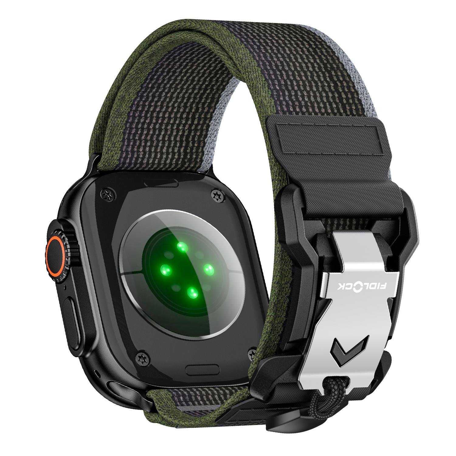 

Watch Band For Apple Watch Series 10 Ultra 9 8 7 SE 6 5 4 3 2 1 46mm 49mm 45mm 44mm 42mm FIDLOCK Magnetic Nylon Sport Strap Black+Green