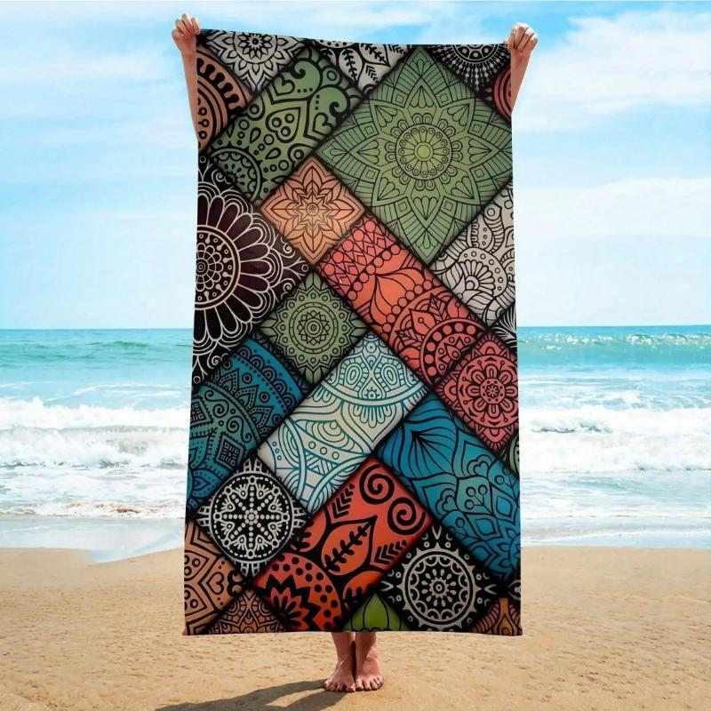 

1pc Bohemian Series Microfiber Bath Towel, Ultra-Thin Fabric Beach Towel, Colorful Mandala Pattern,Quick-Drying and Lightweight W30*H60(CM)