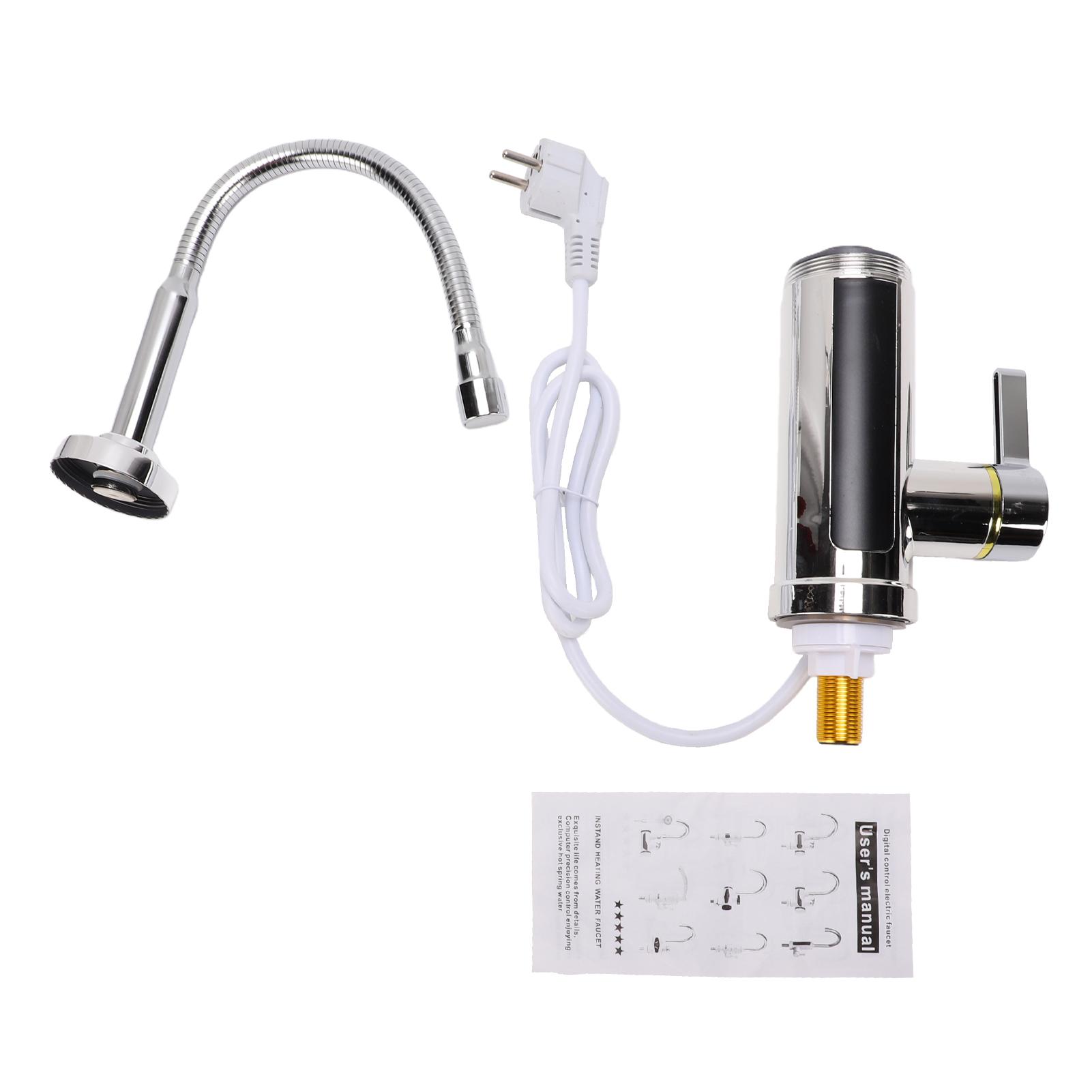 

Electric Instant Hot Water Faucet 3000W Fast Heating with 360 Degree Flexible Hose LED Temperature Display for Kitchen