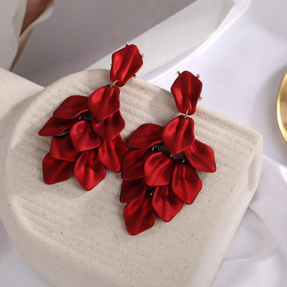 1 Pair Bohemian Floral Petal Tassel Acrylic Clip-On Earrings, High-End Piercing-Free Party Jewelry for Women