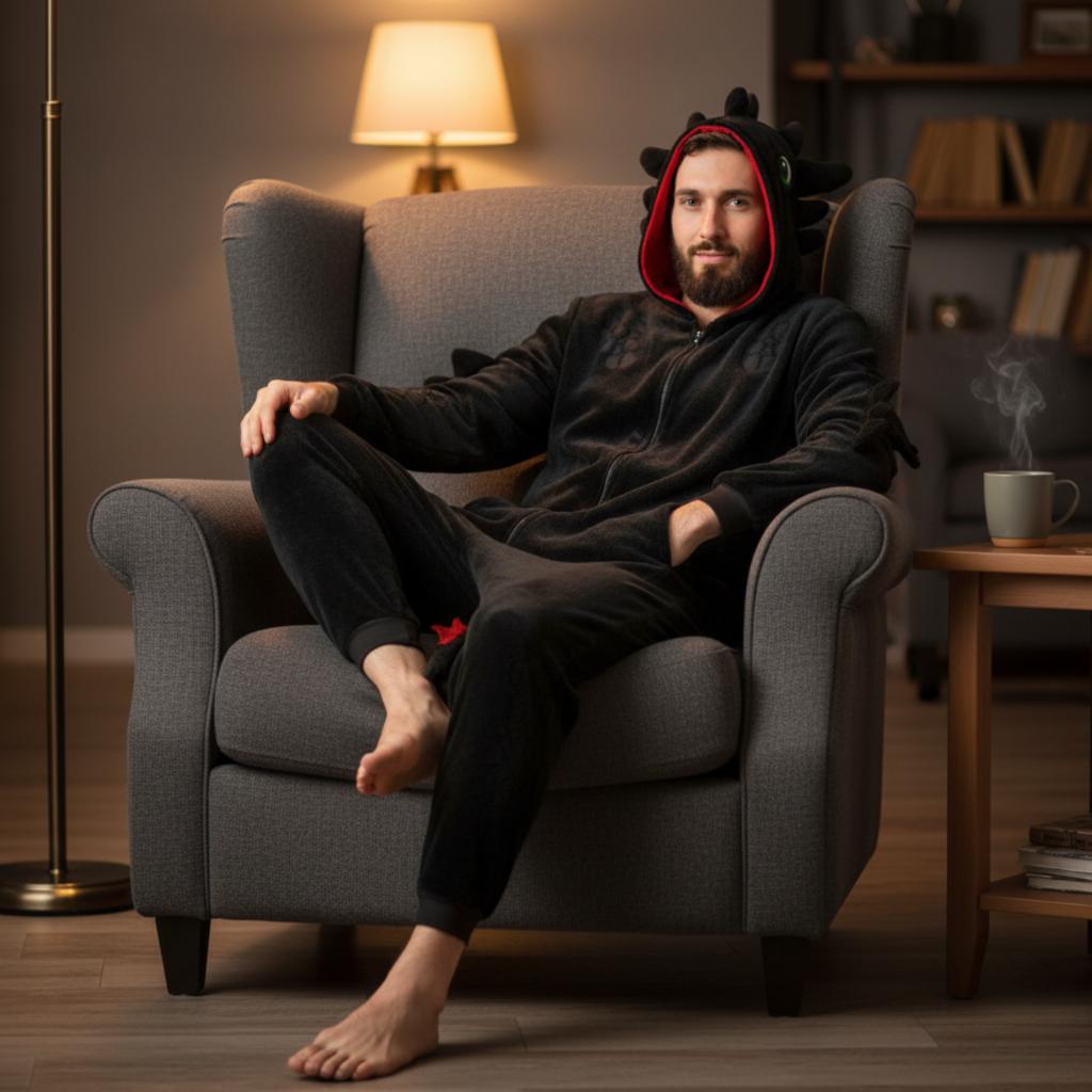 Kigurumi overal teplé pyžamo Night Fury Toothless pánský overal m S