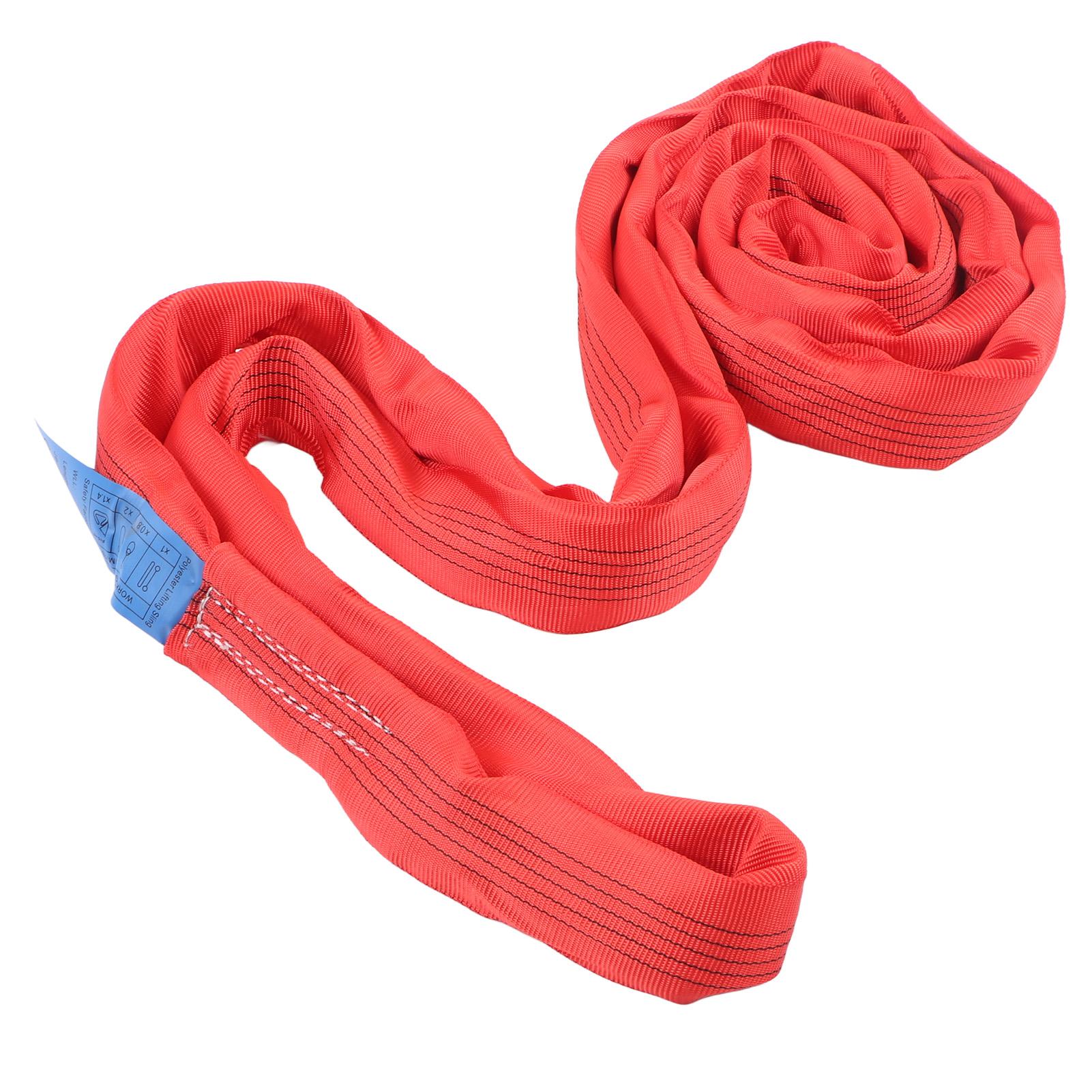 

5T 2M Строп такелажный подъемный Гибкий Усиленный Двупетлевой Пряжка Полиэстер Подъемный трос для крана Красный