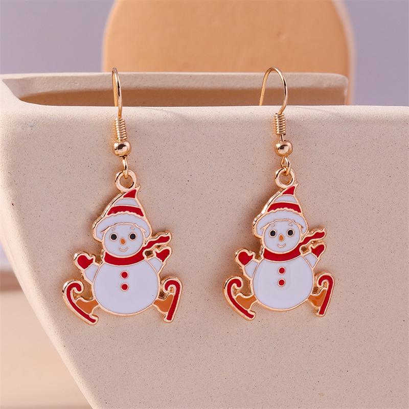 Cute Christmas Tree Drop Earrings Women Girls Elk Snowman Santa Claus Earrings X'mas New Year Party Jewelry Gifts