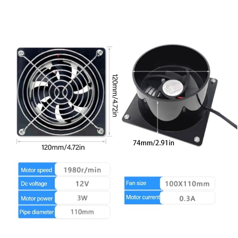Ventilatore Estrattore per Condotti Adatto per Elettronica Stampa 3D Involucro Saldatura Ventilazione Serra Ufficio Ricambio Aria