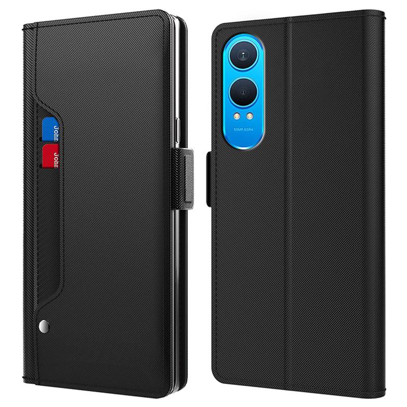

For OnePlus Nord CE4 Lite 5G Case Mirror Design PU Leather Phone Cover Card Holder Black