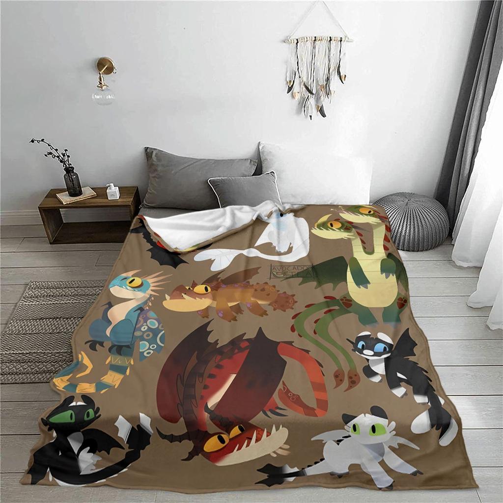 1pc Toothless Themed Flannel Blanket, Ultra-Soft HD Digital Print - Multifunctional & Machine Washable | Perfect for Sofa,