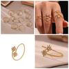 Mili Rhinestone Heart 5A Zircon Geometric Ring – 18K Gold-Plated Adjustable Stainless Steel Band Jewelry Set for Girls.