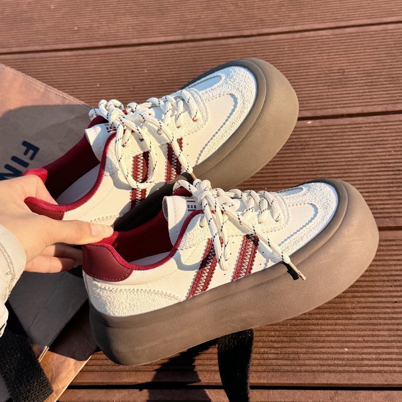 American Ankara Red German Training Shoes Women's Platform 2025 Spring New Casual Internet Celebrity Versatile Campus Style Bread Shoes