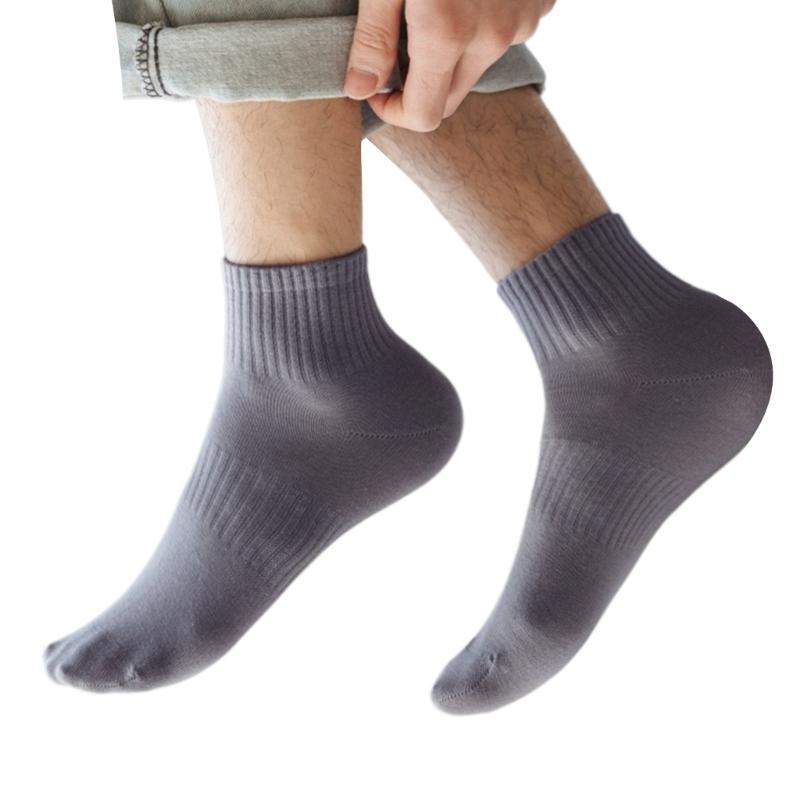 Mens Athletic Basic Solid Color Cotton Crew Socks Moisture Wicking Running Elastic Cuff Short Tube Ankle Socks for Men
