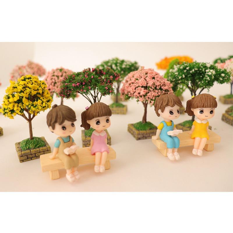 Doll House Mini Garden Simulation Cherry Blossom Willow Tree Landscaping Plant Ornaments Micro Landscape Sand Table Scene Prop Model
