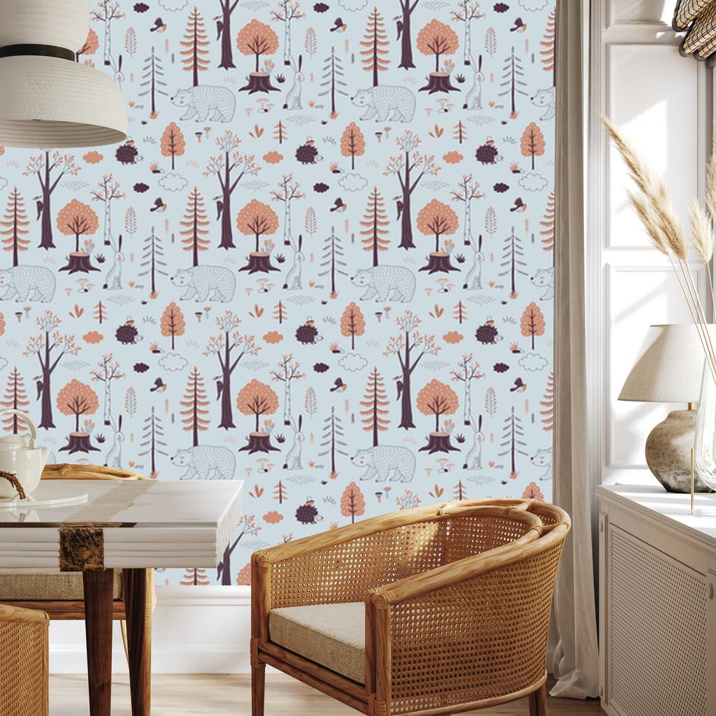 Beautiful Forest Animals Wallpaper for Living Room and Bedroom 50x1000