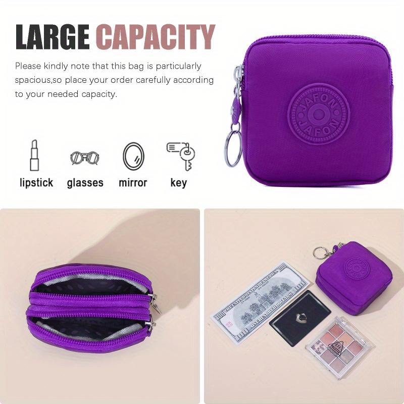 1Pc Women's Mini Nylon Zipper Wallet, Portable Coin Change Purse, All-in-One Organizer for Credit Card, ID, Key, Earphone