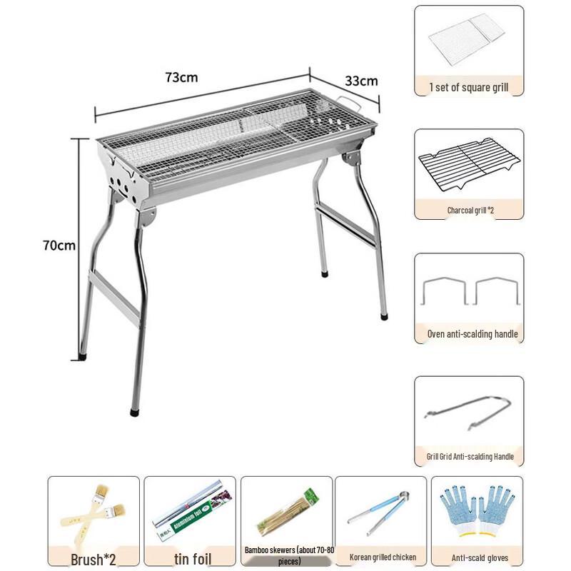 Tri-polar Outdoor Portable Folding Stainless Steel BBQ Grill