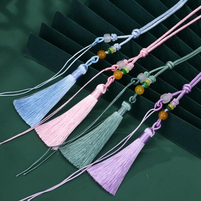 Exquisite Pearl and Jade Tassel Ornament with Pull Ring