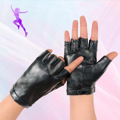 New Style Women's Dance Half Finger Leather Gloves Nightclub Women's Performance Dance Street Dance Performance PU Leather Gloves