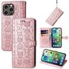 iPhone 16 Flip Leather Case - PU Embossed Cat Dog Design - Compatible with Apple 15