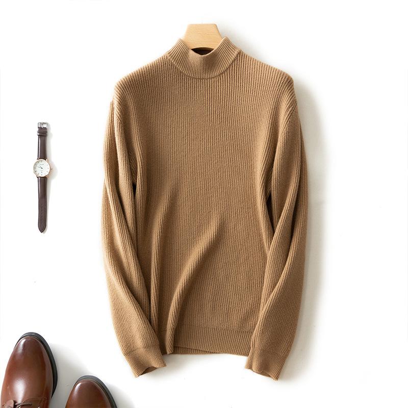 Semi-tall Collar Men's Sweater Thickened Warm Slim Bottoming Knit Sweater Long-sleeved Inner Sweater Autumn and Winter Business