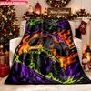 Blanket 1pc Monster Trucks On Fire 2D-printed Flannel Throw Blanket-soft and Cozy Suitable for Use On the Sofa While Traveling At