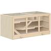 Gabbia per Hamster in Legno, Gabbietta per Piccoli Animali con Vassoi, Coperchio Apribile, Casa Gioco per Esercizio, 115L x 57P x 55A cm, Naturale