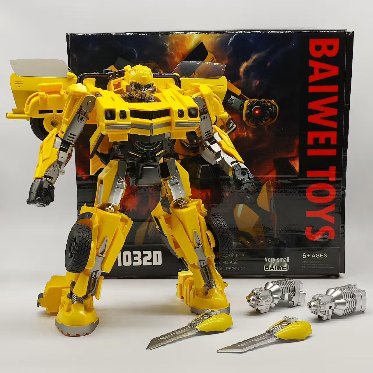 Baiwei TW-1032D 7 Yellow Jackets Transforming Robot Model Ornament.