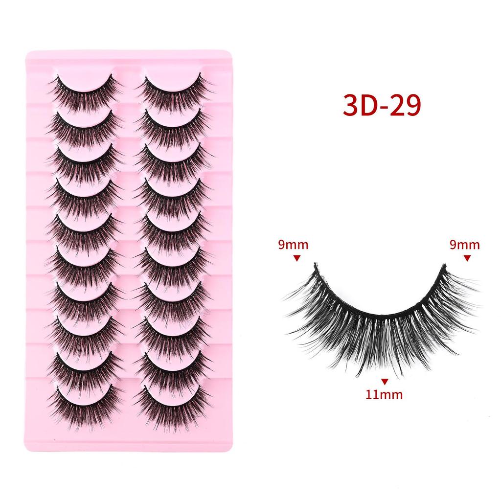 Ten Pairs of 3D Synthetic Fiber False Eyelashes: Bold European and American Style with Thick, Curled Volume